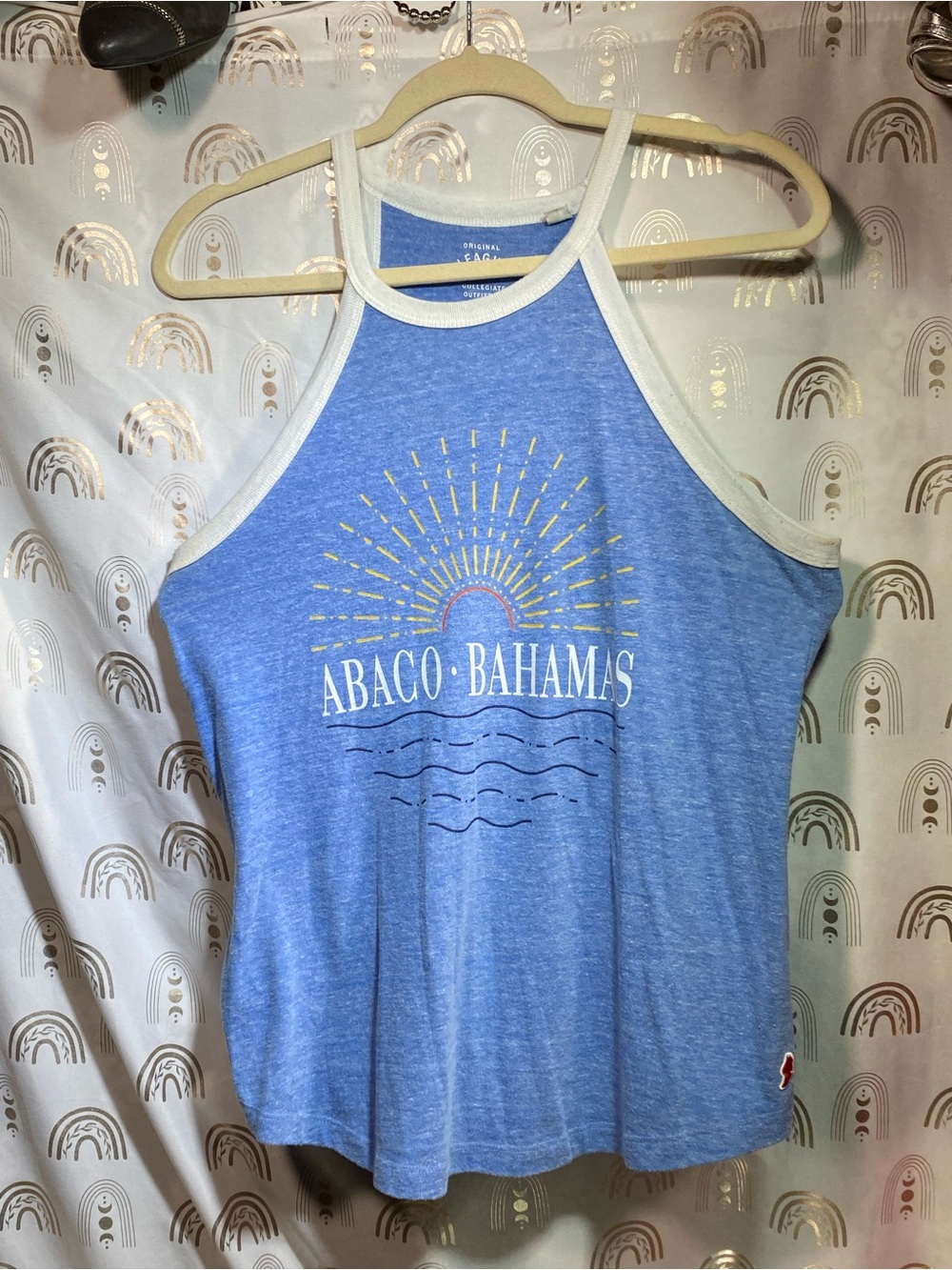 League Blue Sweatshirt with White Collegiate Print